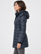 Women's Slim-Fit Mid-Length Zip-Up Padded Parka with Hood