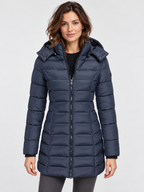 Women's Slim-Fit Mid-Length Zip-Up Padded Parka with Hood