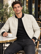 Men's Baseball Collar Short Zip-Up Jacket with Loose Fit