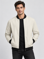 Men's Baseball Collar Short Zip-Up Jacket with Loose Fit
