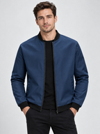 Men's Baseball Collar Short Zip-Up Jacket with Loose Fit