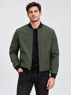 Men's Baseball Collar Short Zip-Up Jacket with Loose Fit