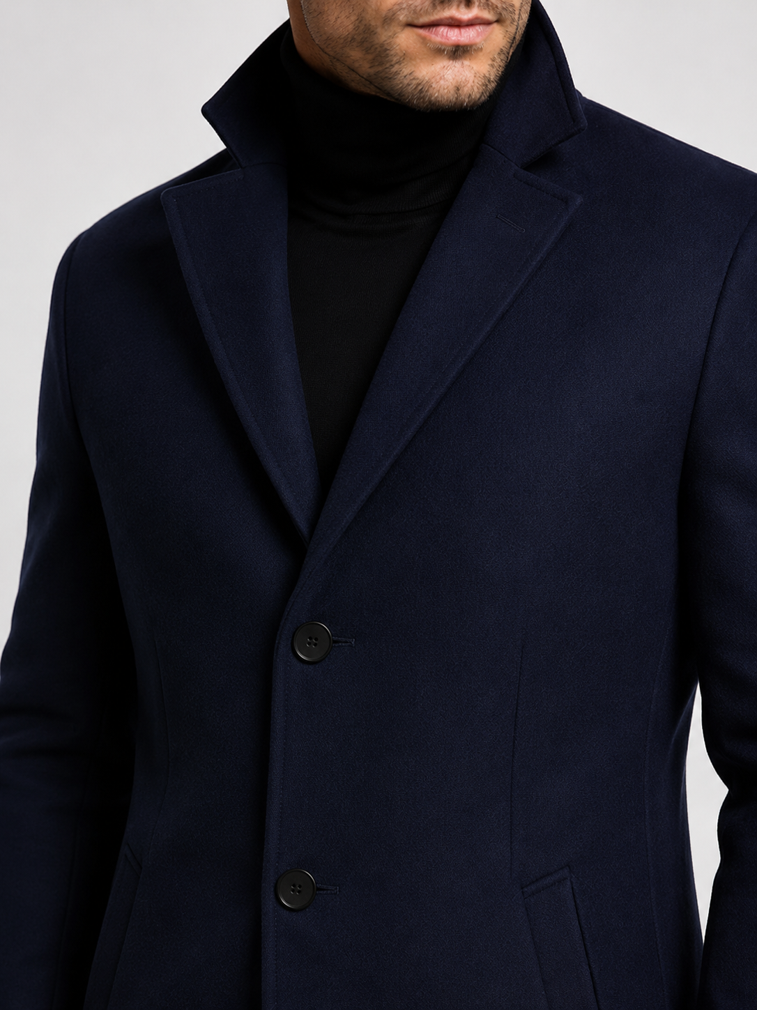 Men’s Single-Breasted Overcoat with Notched Lapels