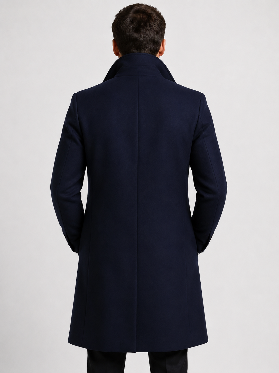 Men’s Single-Breasted Overcoat with Notched Lapels
