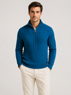 Men's Cable Knit Zip-Neck Jumper