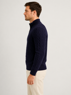 Men's Cable Knit Zip-Neck Jumper