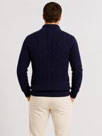 Men's Cable Knit Zip-Neck Jumper