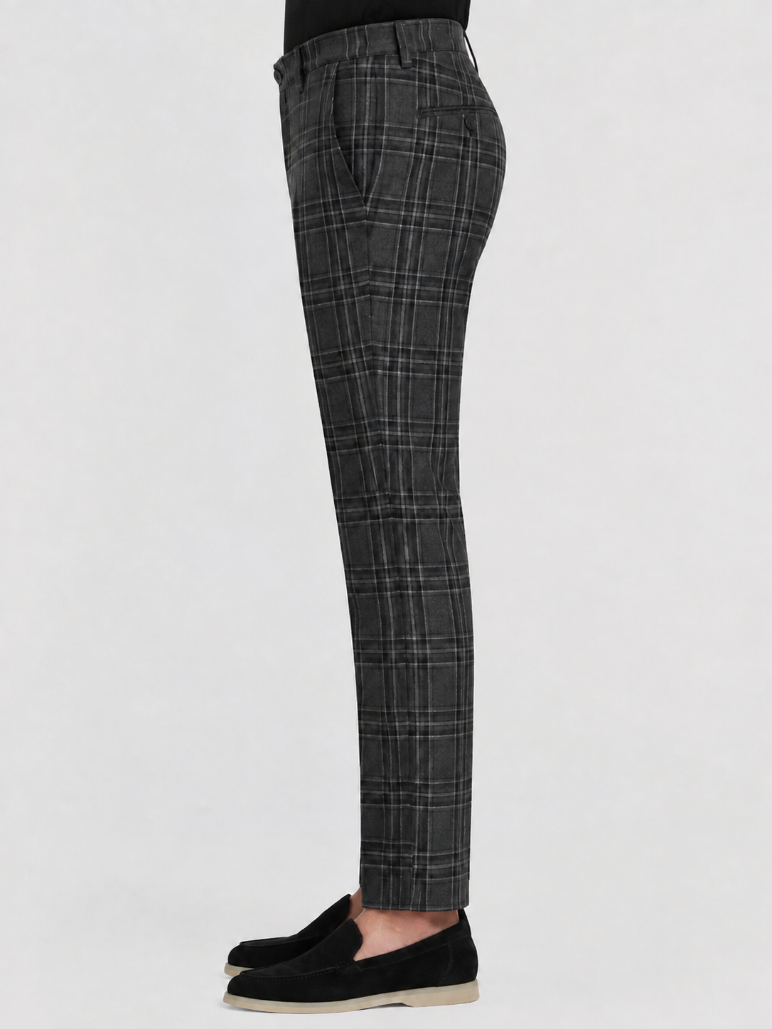 Men’s Check Trousers with Tapered Legs