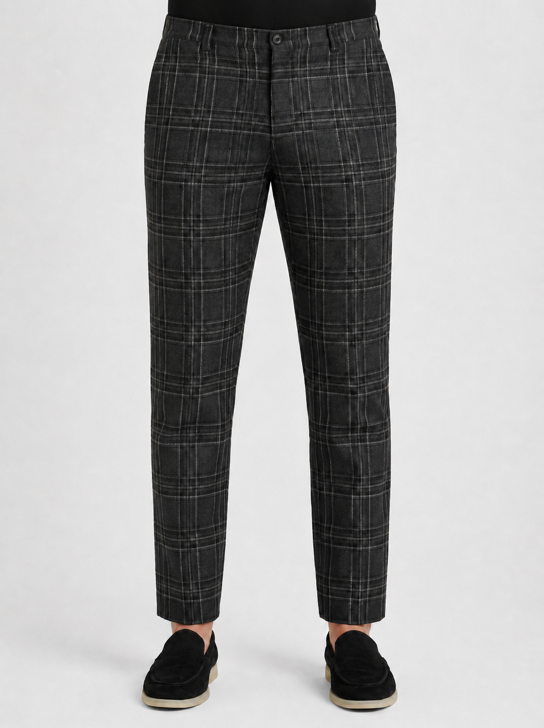 Men’s Check Trousers with Tapered Legs