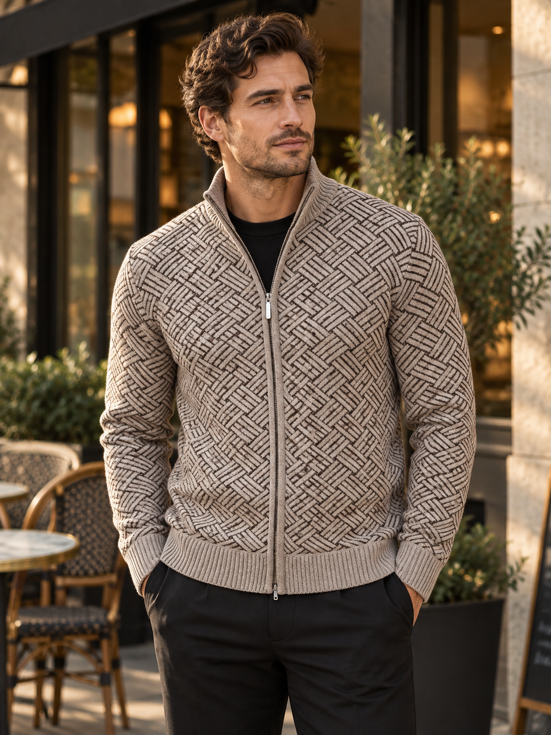 Men's Full-Zip Up Fleece Cardigan