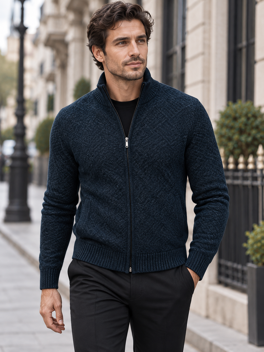 Men's Full-Zip Up Fleece Cardigan