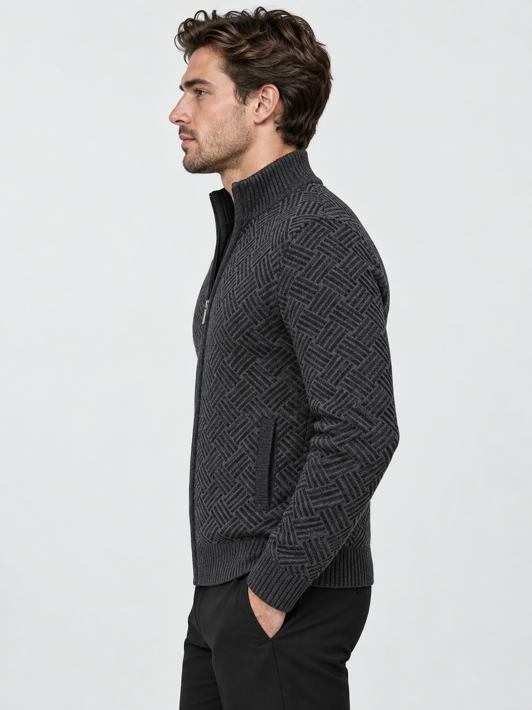 Men's Full-Zip Up Fleece Cardigan