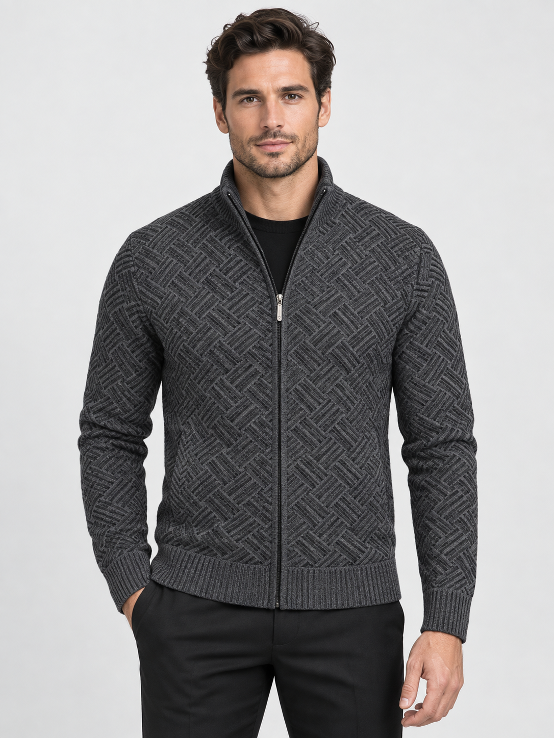 Men's Full-Zip Up Fleece Cardigan