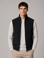 Men’s Gilet Jacket with Zip Closure and Stand Collar