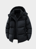 Men's Hooded Full-Zip Jacket with Lined Interior and Side Pockets