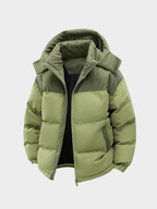 Men's Hooded Full-Zip Jacket with Lined Interior and Side Pockets