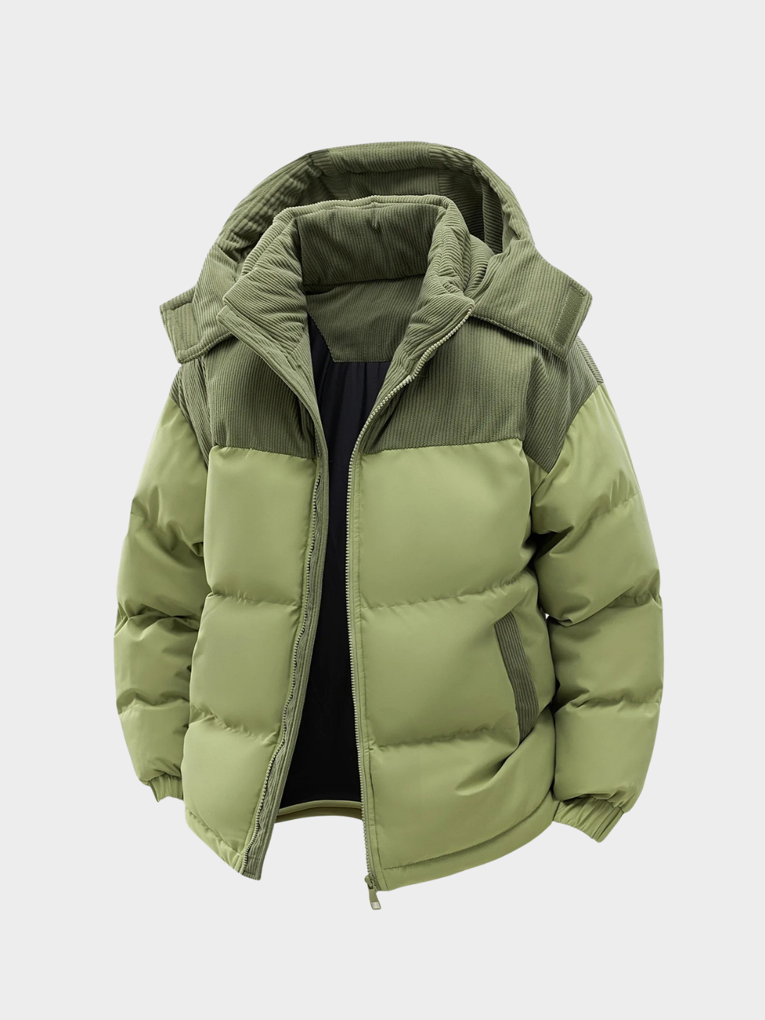 Men's Hooded Full-Zip Jacket with Lined Interior and Side Pockets