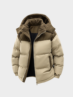 Men's Hooded Full-Zip Jacket with Lined Interior and Side Pockets