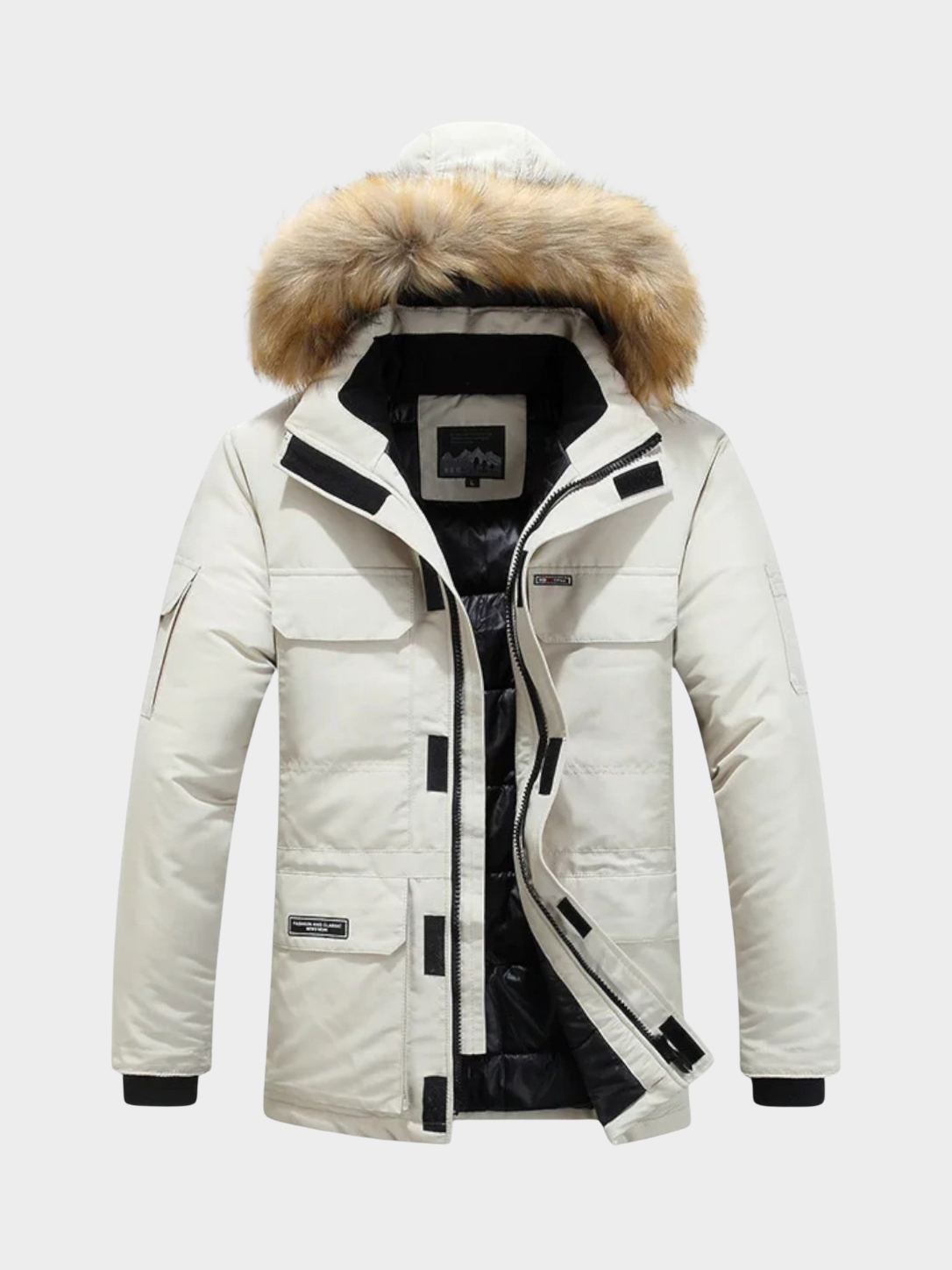 Men’s Hooded Parka Jacket with Multiple Pockets