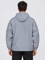Men's Hooded Reflective Windbreaker with Double-Fabric Construction