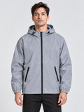 Men's Hooded Reflective Windbreaker with Double-Fabric Construction