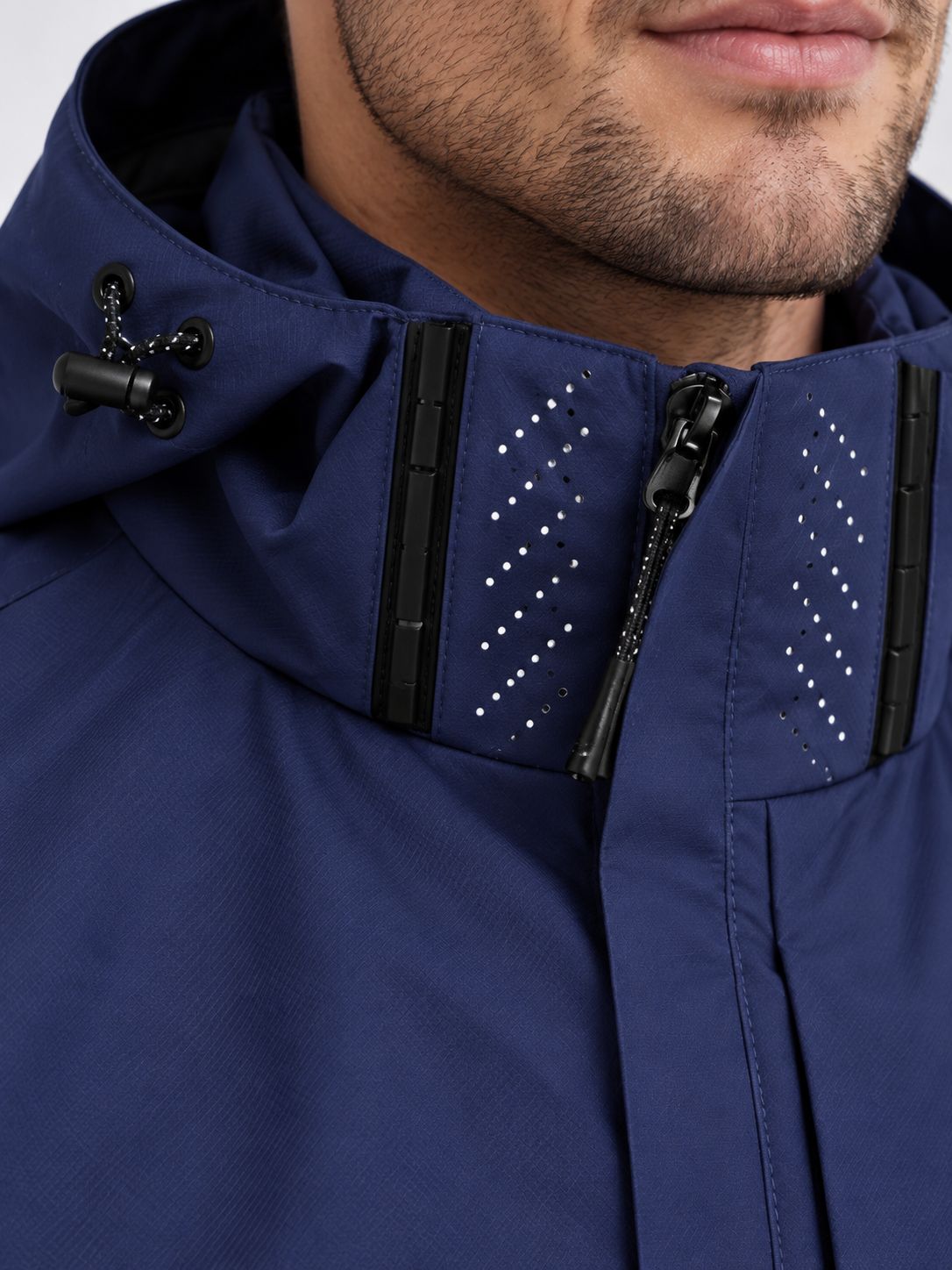 Men's Hooded Waterproof Rain Jacket with Full Zip