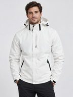 Men's Hooded Waterproof Rain Jacket with Full Zip