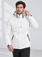 Men's Hooded Waterproof Rain Jacket with Full Zip