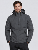 Men's Hooded Waterproof Rain Jacket with Full Zip