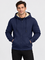 Men's Hooded Zip-Up Sweatshirt Jacket with Long Sleeves