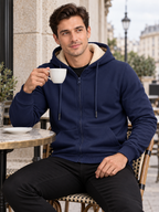 Men's Hooded Zip-Up Sweatshirt Jacket with Long Sleeves