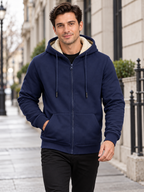 Men's Hooded Zip-Up Sweatshirt Jacket with Long Sleeves