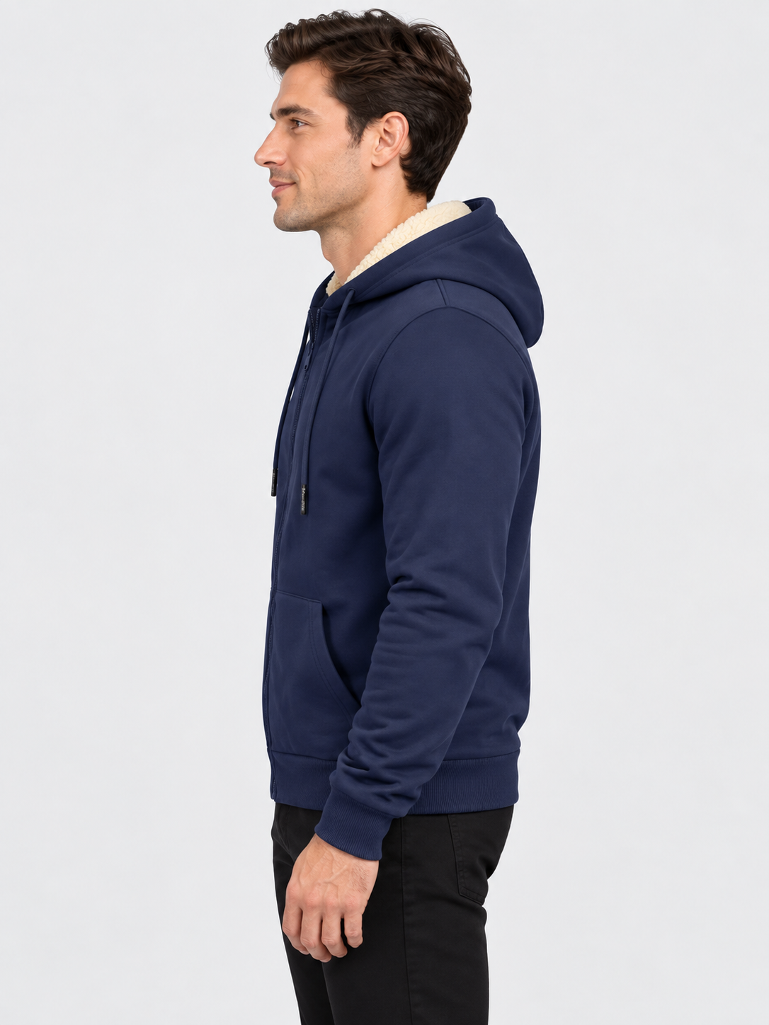 Men's Hooded Zip-Up Sweatshirt Jacket with Long Sleeves