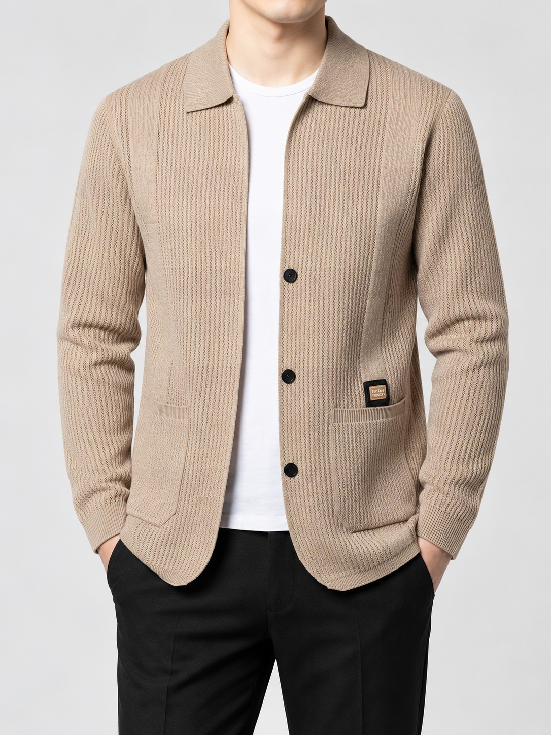 Men's Lapel Collar Knit Cardigan