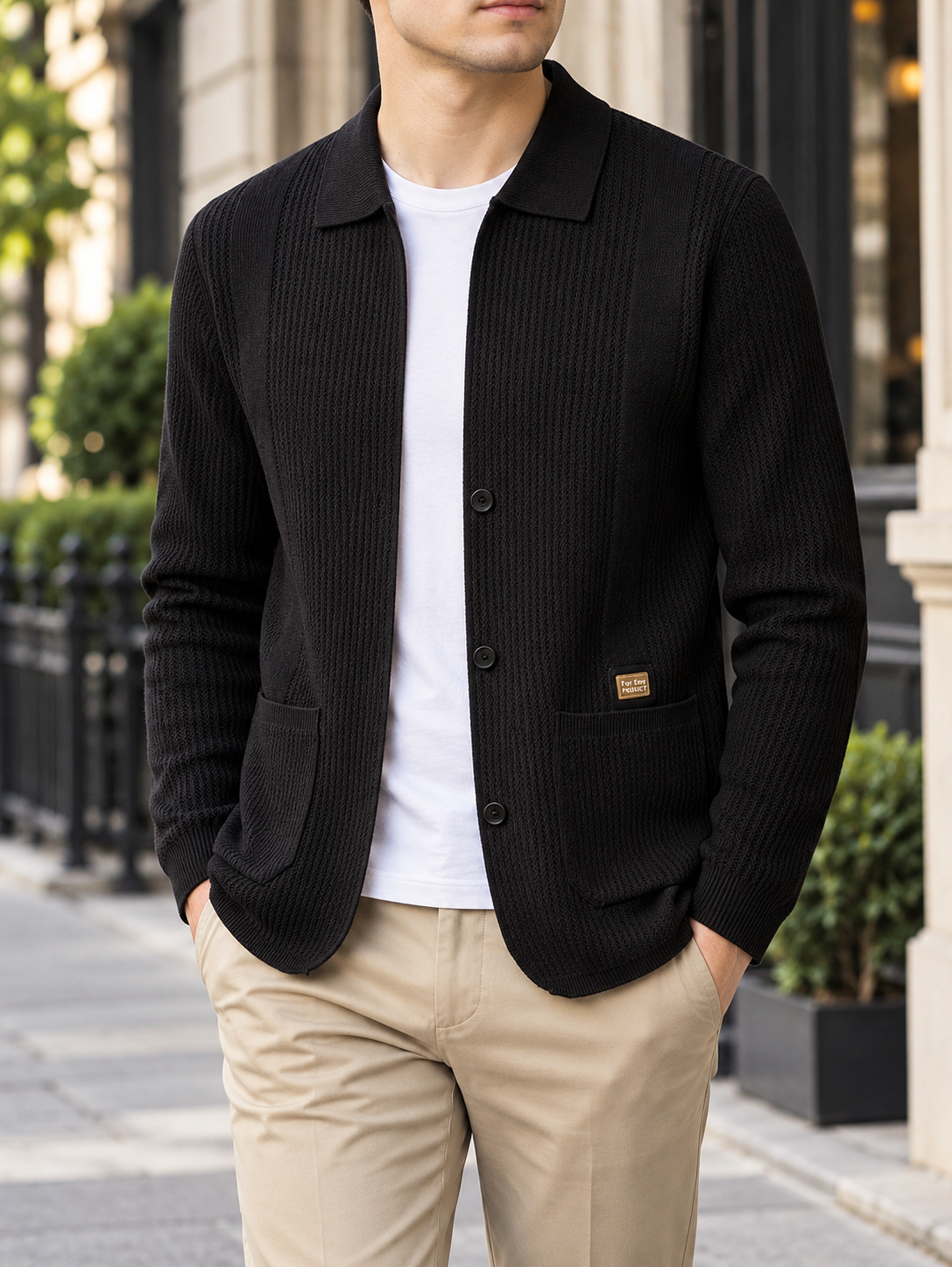 Men's Lapel Collar Knit Cardigan