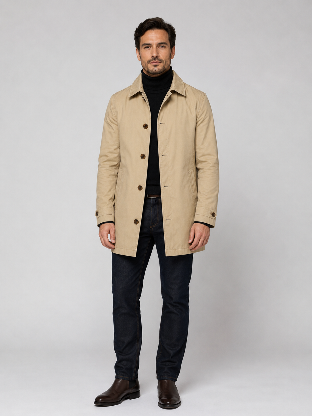 Men’s Longline Coat with Button Front