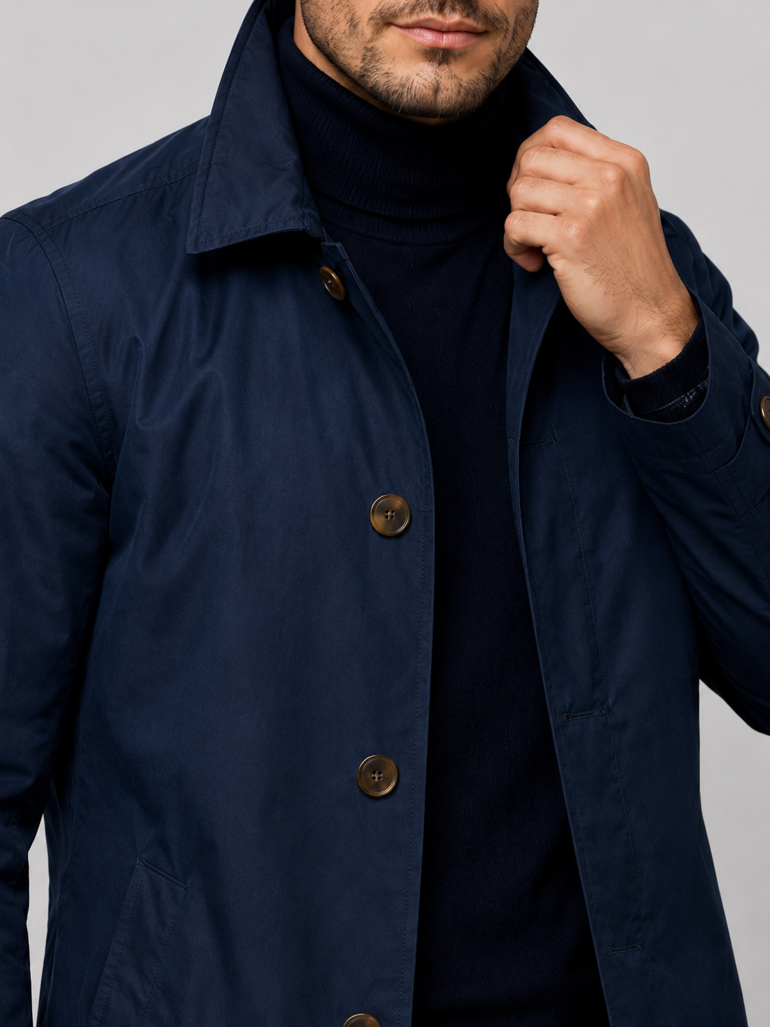 Men’s Longline Coat with Button Front
