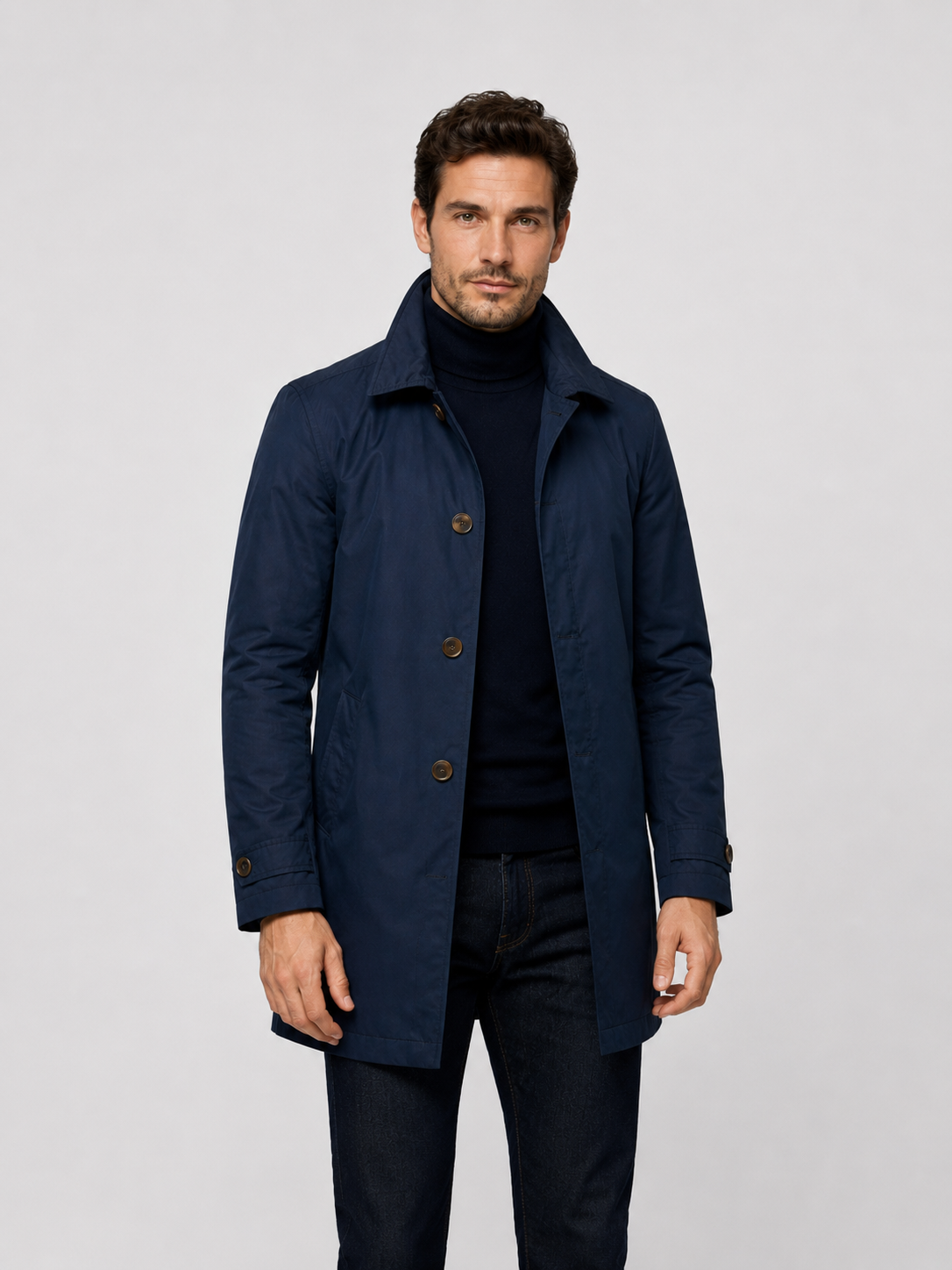 Men’s Longline Coat with Button Front