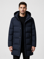 Men’s Longline Puffer Coat with Hood