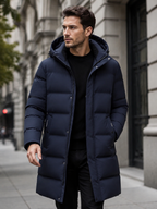 Men’s Longline Puffer Coat with Hood