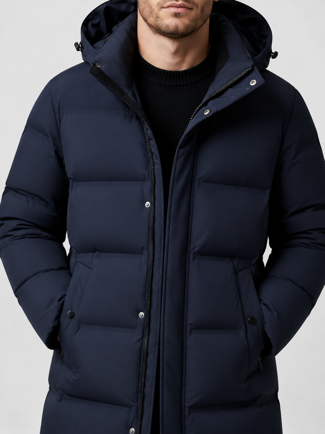Men’s Longline Puffer Coat with Hood