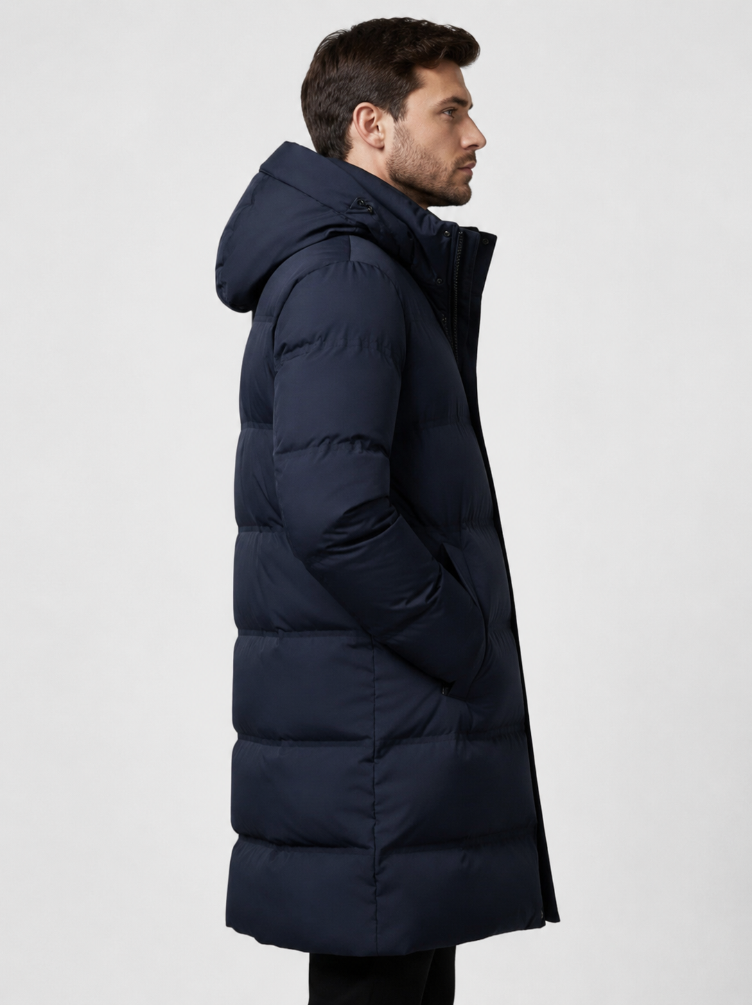 Men’s Longline Puffer Coat with Hood
