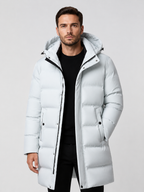 Men’s Longline Puffer Coat with Hood