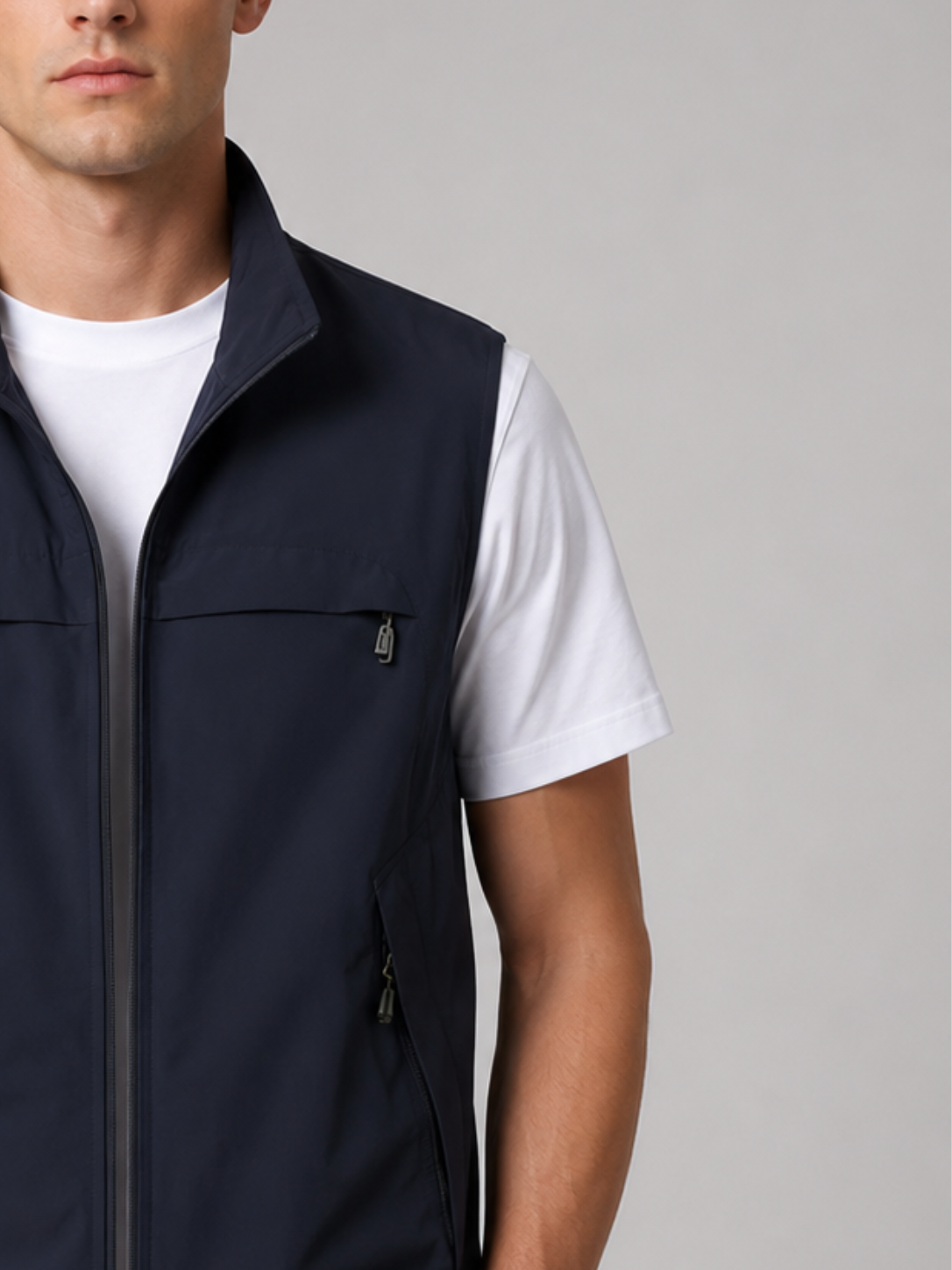Men’s Multi-Pocket Gilet Jacket with Zip Closure
