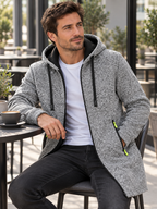 Men's Oversized Hooded Zip-Up Sweatshirt with Long Sleeves