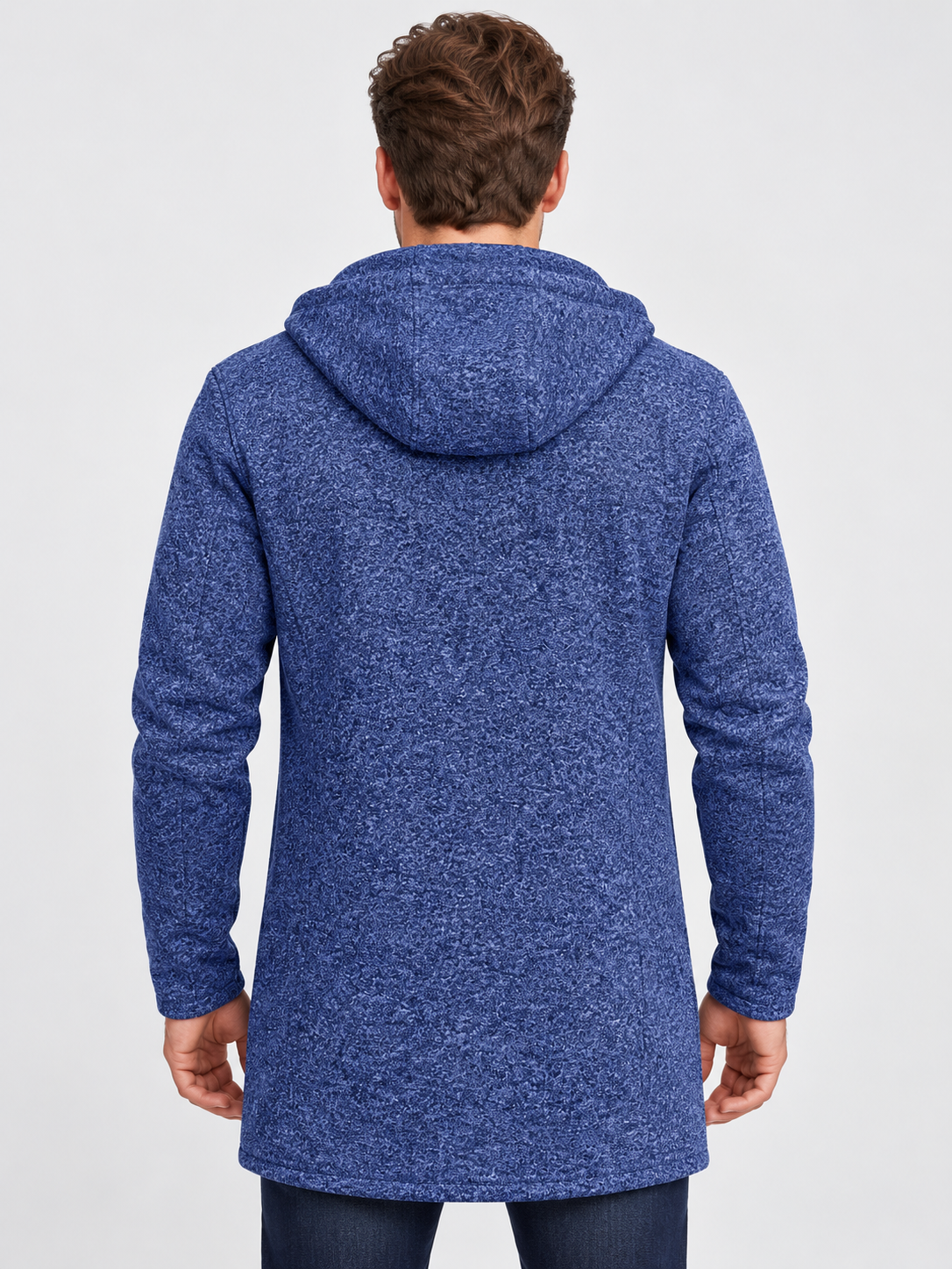 Men's Oversized Hooded Zip-Up Sweatshirt with Long Sleeves