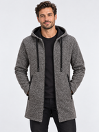 Men's Oversized Hooded Zip-Up Sweatshirt with Long Sleeves