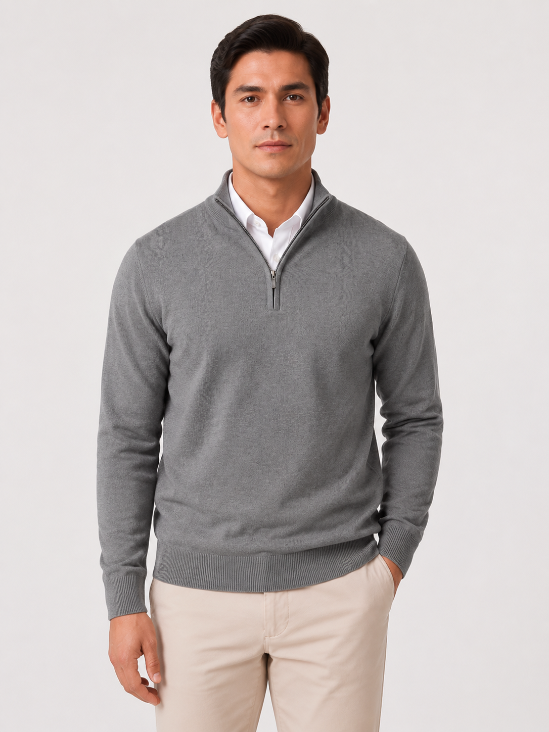 Men’s Quarter-Zip Jumper with Stand Collar