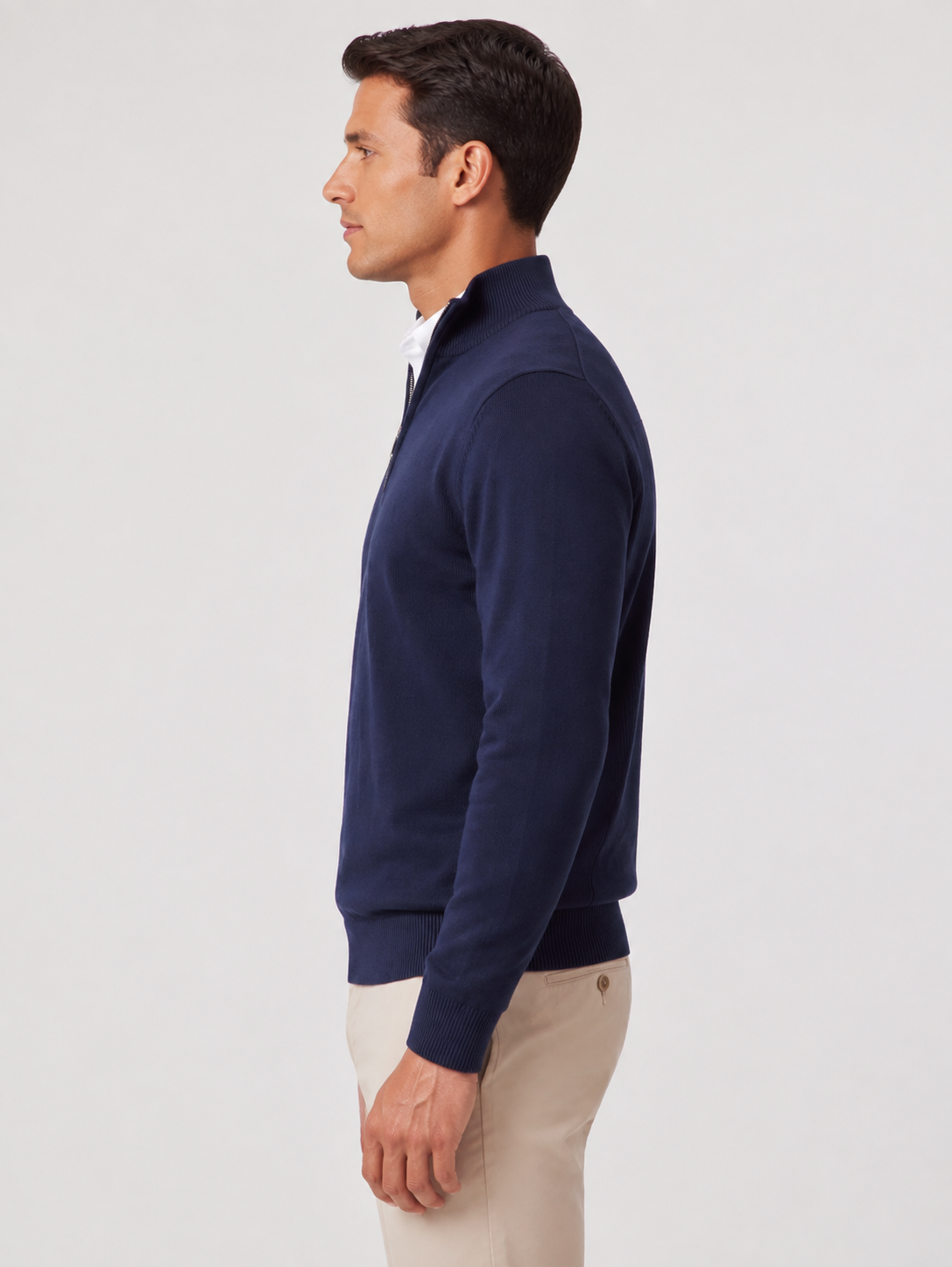 Men’s Quarter-Zip Jumper with Stand Collar