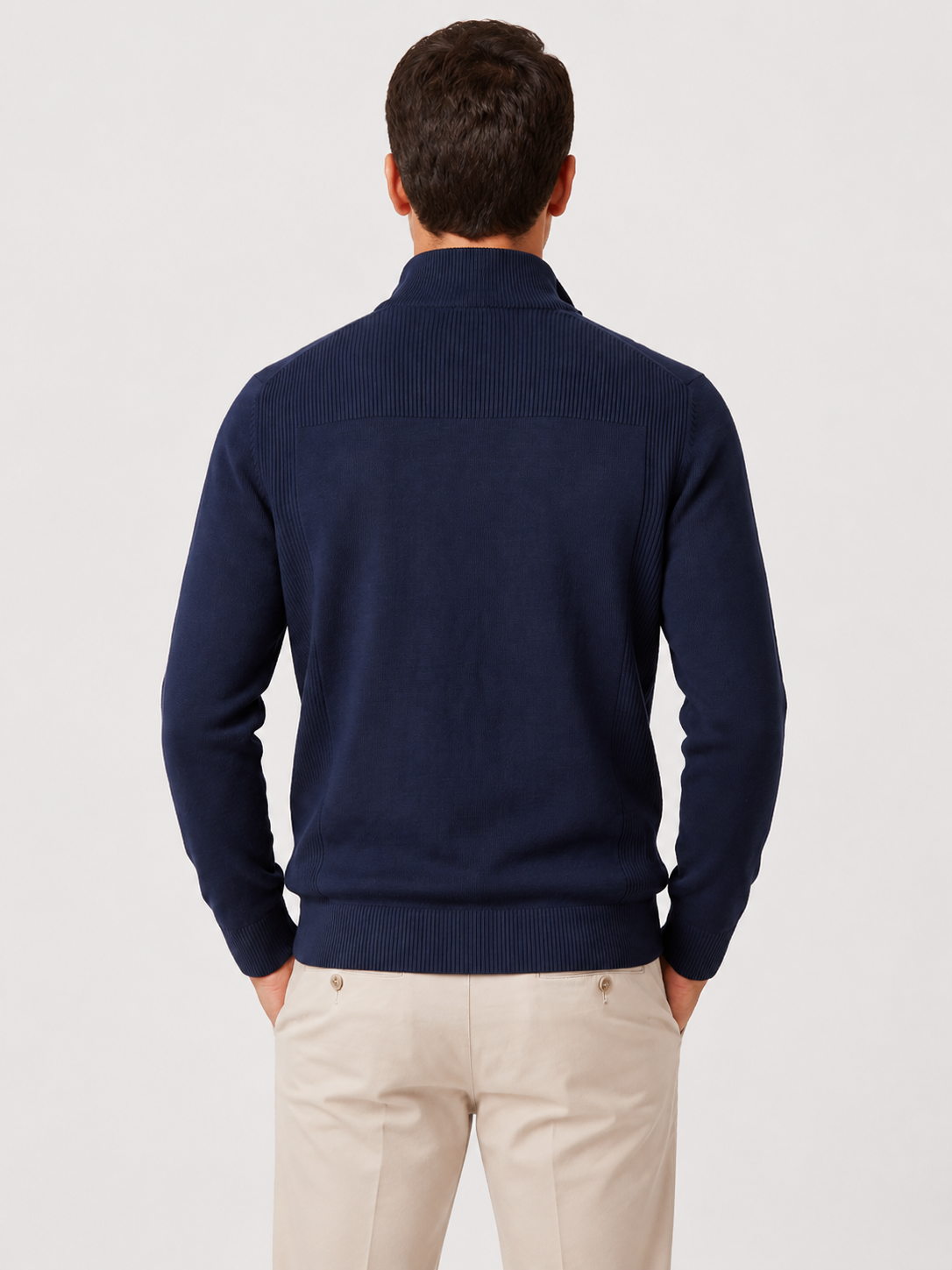 Men’s Quarter-Zip Jumper with Stand Collar
